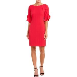 NWT Karl Lagerfeld Lynn Cocktail Dress Tulip Ruffle Sleeve Vibrant Pink Size 2